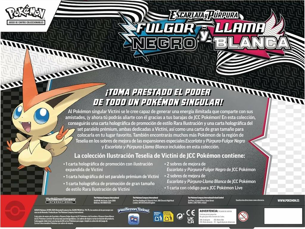 Pokémon TCG Escarlata e Púrpura Brilho Negro e Chama Branca Caixa Coleção Ilustração Victini