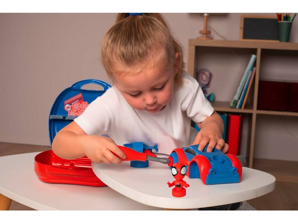 Spiderman Valigetta con Veicolo da Costruire e Attrezzi