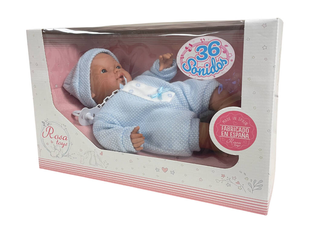 Bambola neonata Daniela da 35 cm con 36 suoni e ciuccio