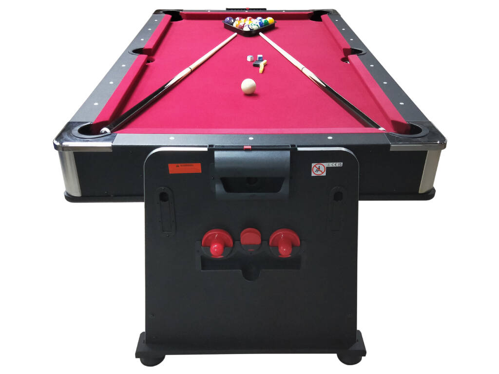 Tavolo Multigioco 4 in 1 Girevole Olimpus 203,5x112x81 cm con Tappetino Rosso