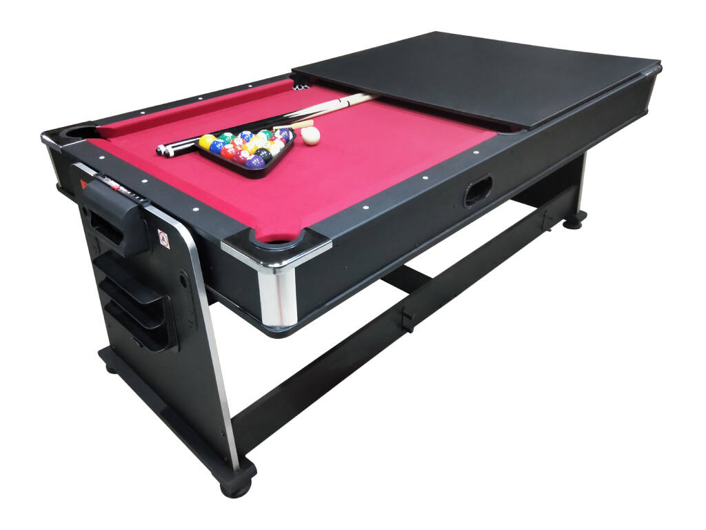 Tavolo Multigioco 4 in 1 Girevole Olimpus 203,5x112x81 cm con Tappetino Rosso