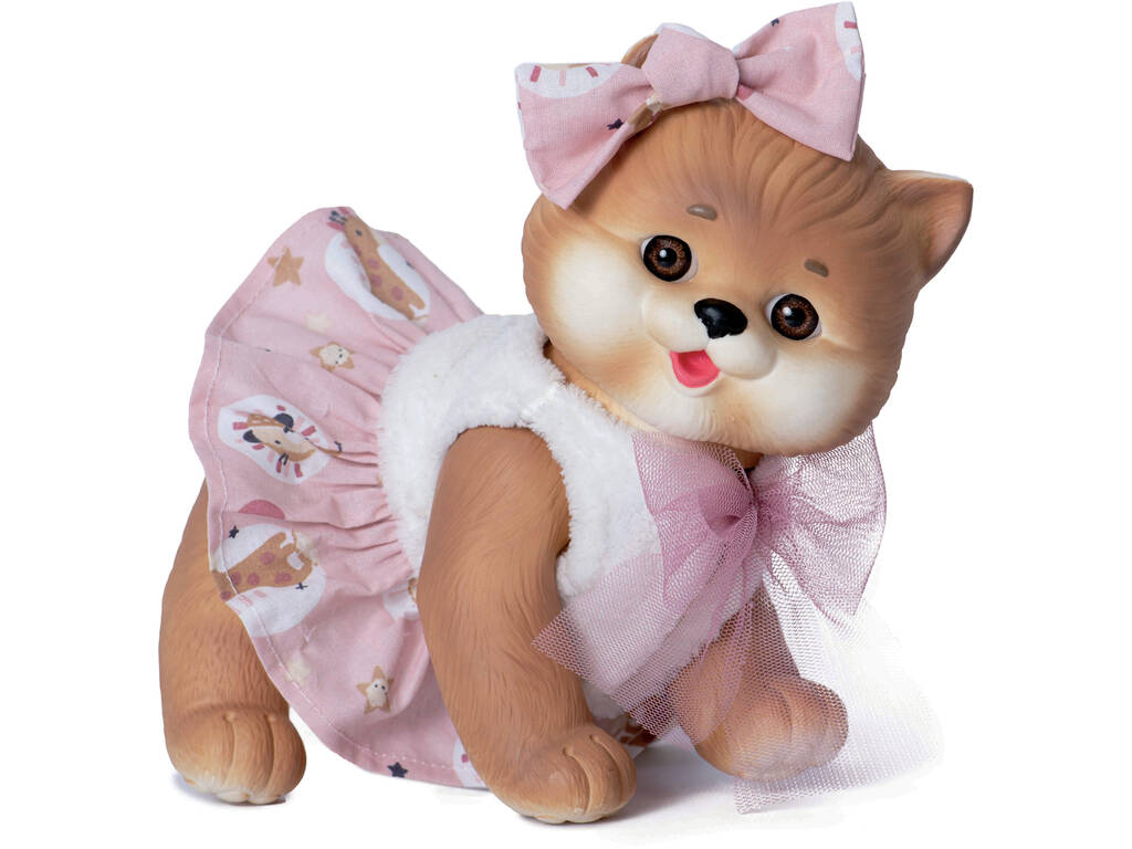 Bambola Gattino Marrone da 23 cm con Gilet Bianco