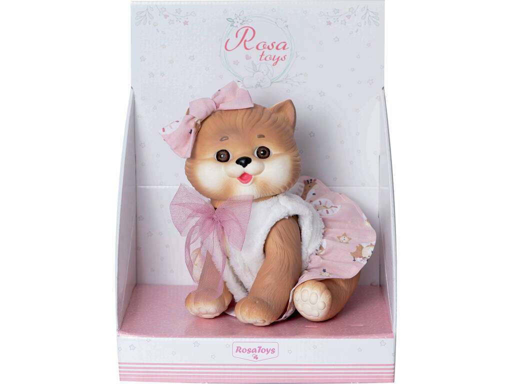 Bambola Gattino Marrone da 23 cm con Gilet Bianco