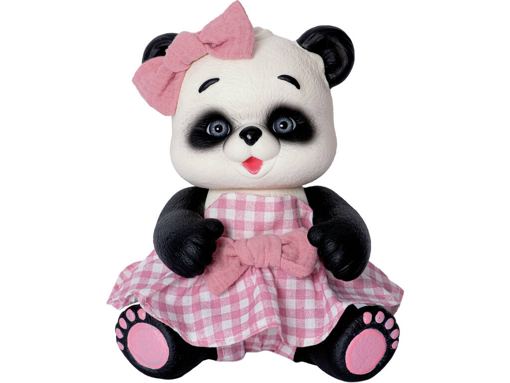 Bambola Orso Panda da 25 cm con vestito rosa