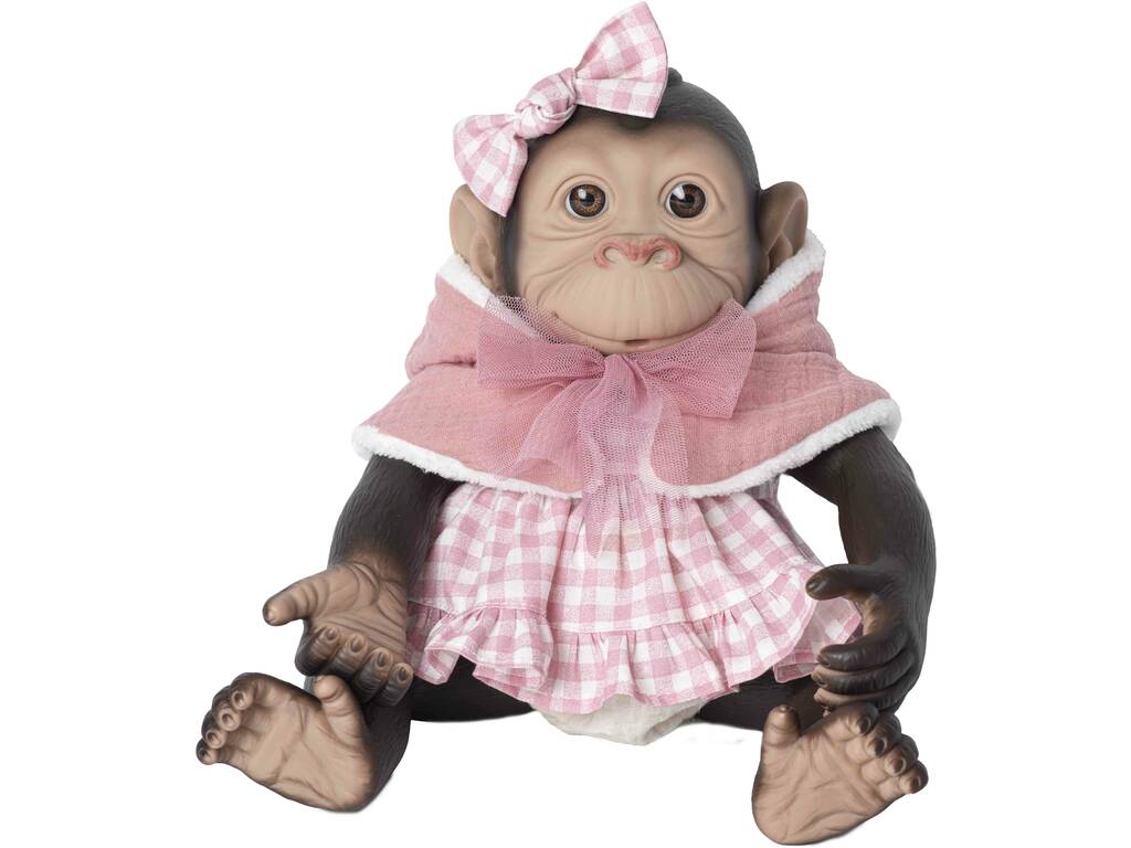 Bambola scimmia Reborn di 35 cm con vestito rosa