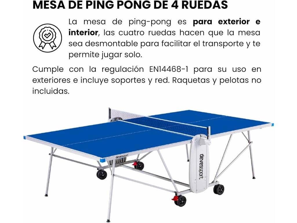 Table de tennis de table intérieur/extérieur 274x152,5x76 cm