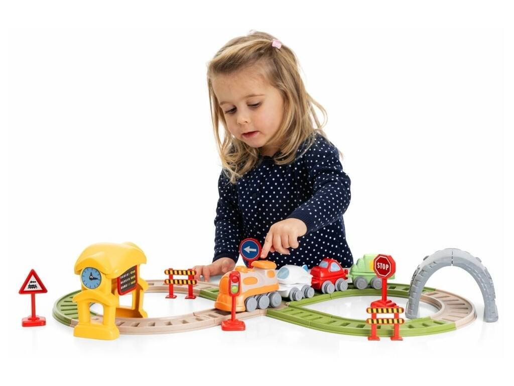 Voie de train électronique avec locomotive motorisée