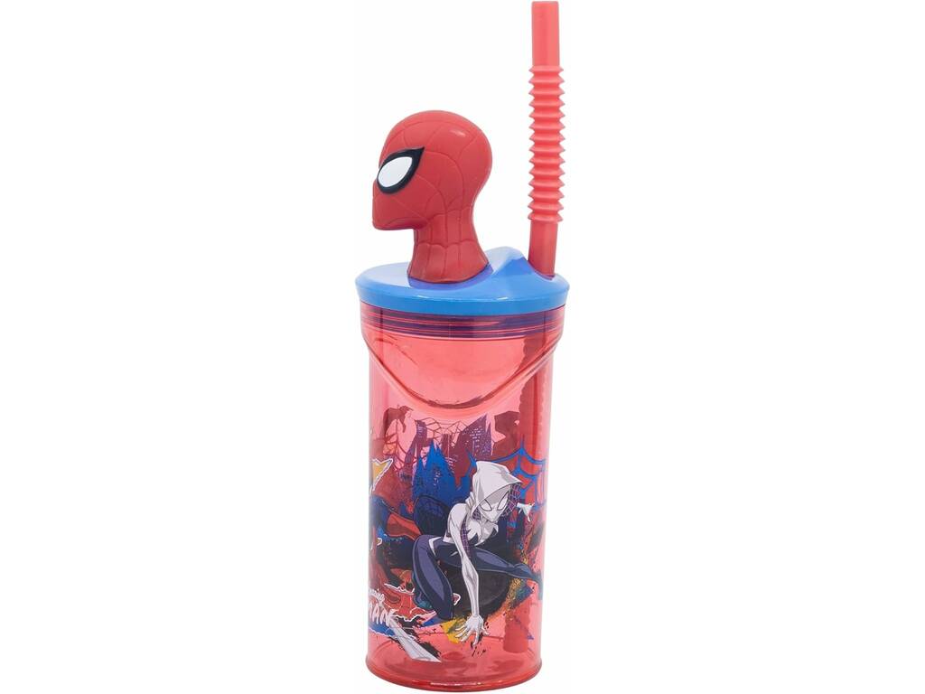 Bicchiere con figurina 3D Spiderman Moving Target da 360 ml