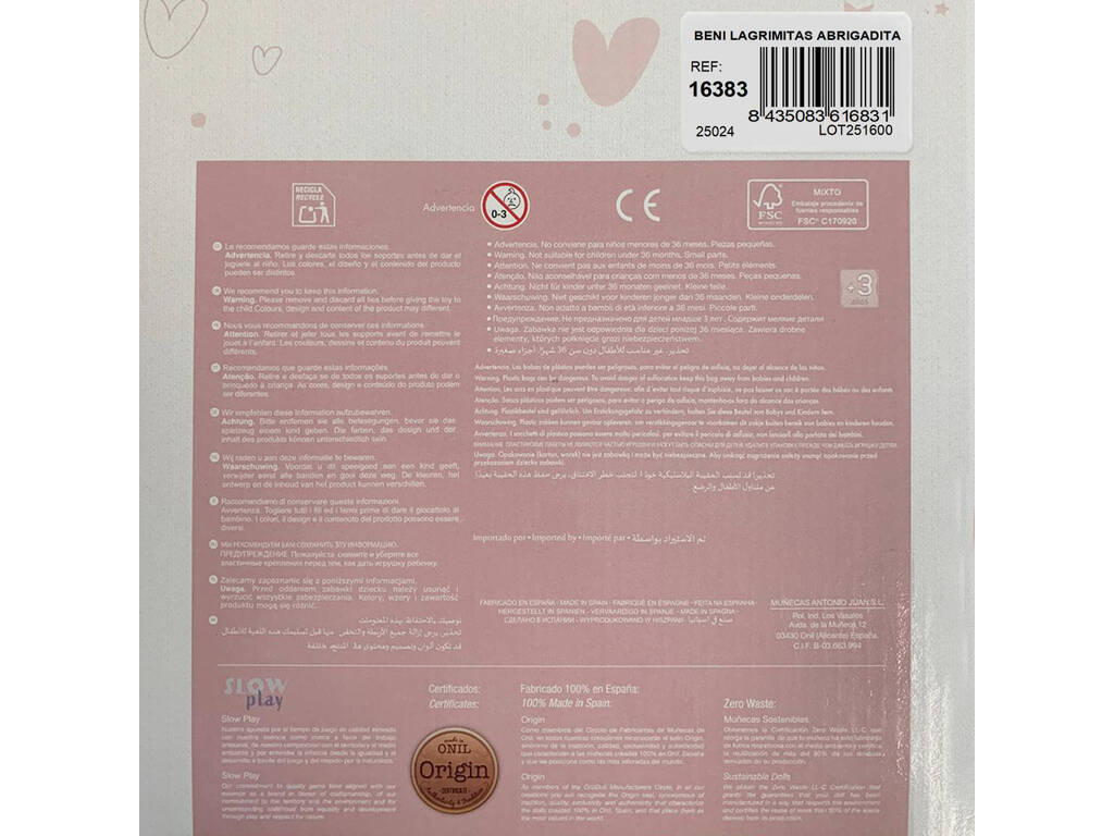 Bambola Bebè Beni Lacrimette Inverno da 42 cm con borsa