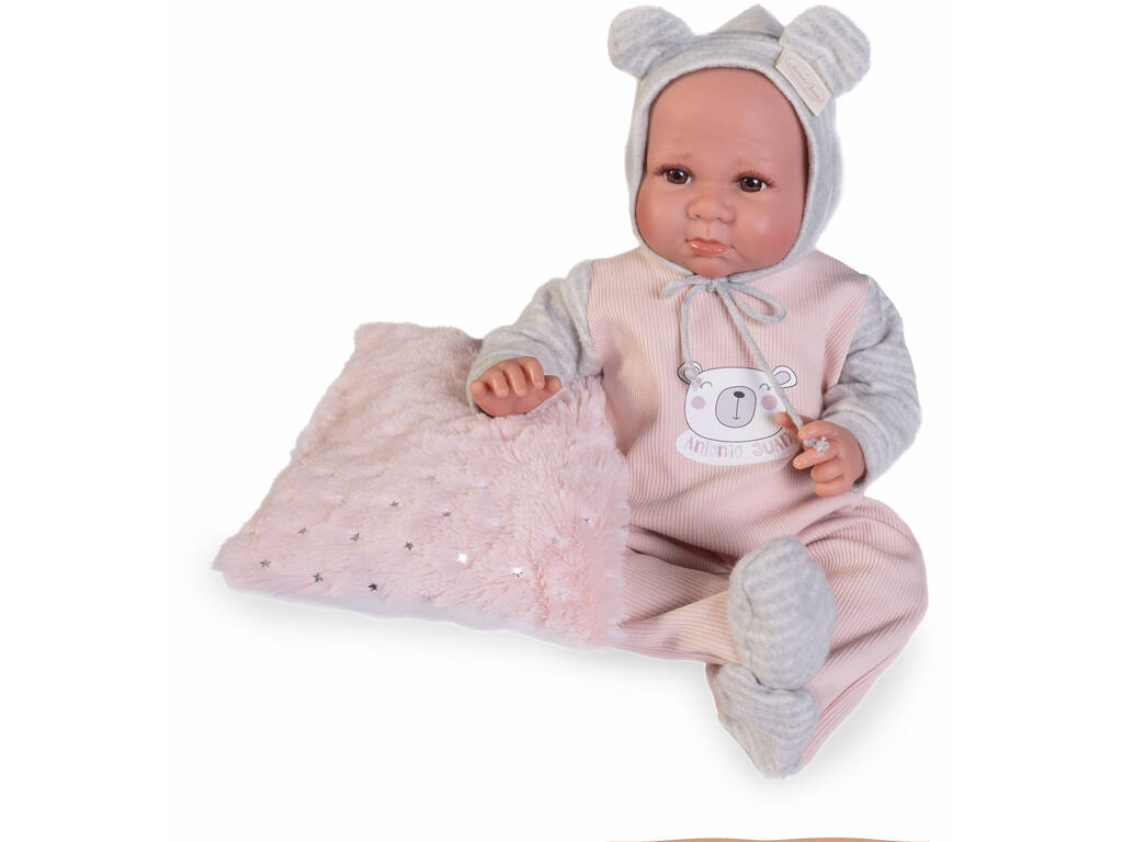 Bambola neonata Luca brilla di notte di 42 cm con cuscino