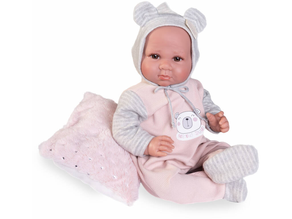 Bambola neonata Luca brilla di notte di 42 cm con cuscino