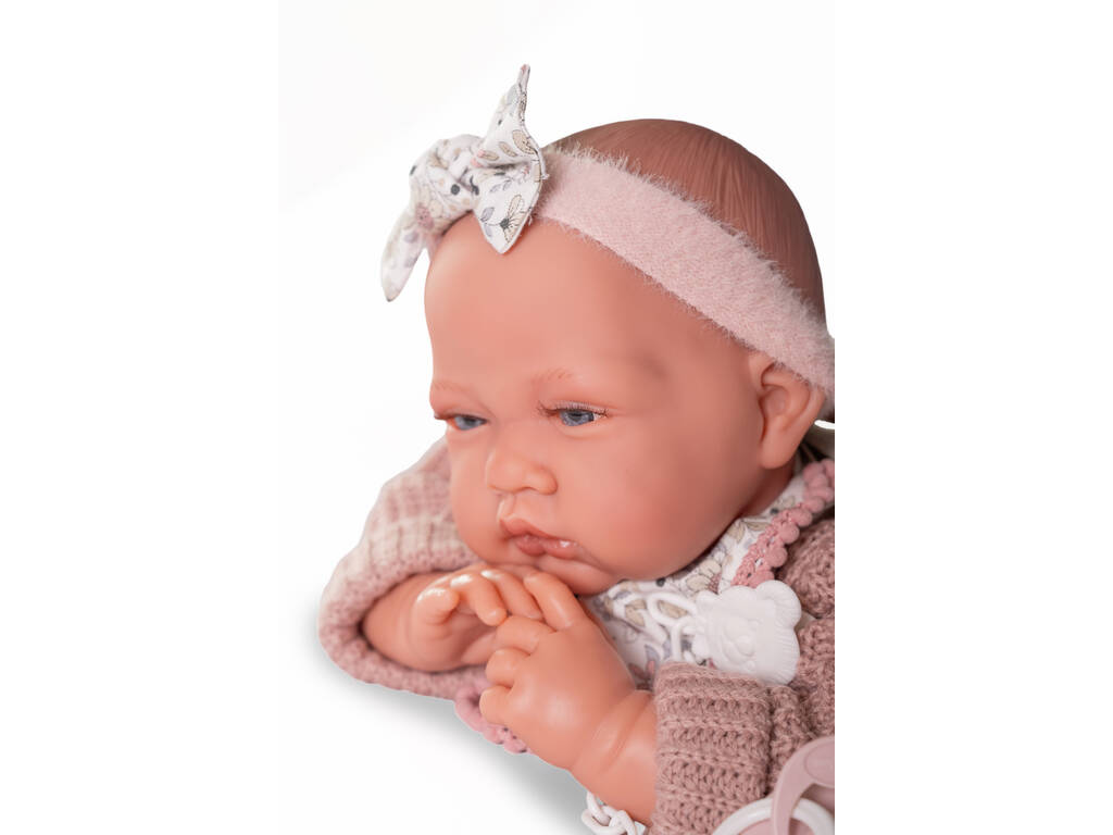 Bambola neonata Lúa di 42 cm con bavaglino
