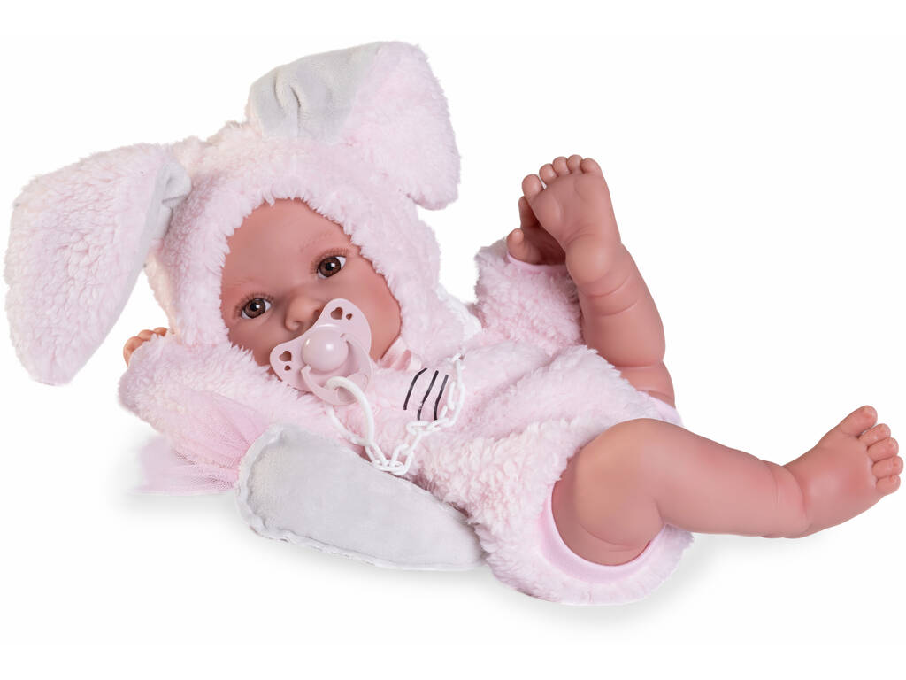 Bambola neonata Erika di 42 cm con coniglietto e peluche