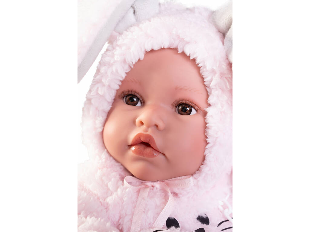 Bambola neonata Erika di 42 cm con coniglietto e peluche