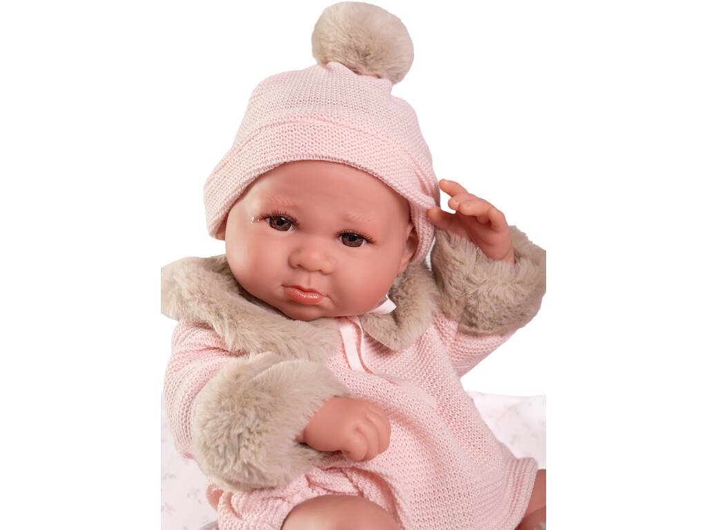 Bambola Bebè Neonato Luca 42 cm con copertina a fiori
