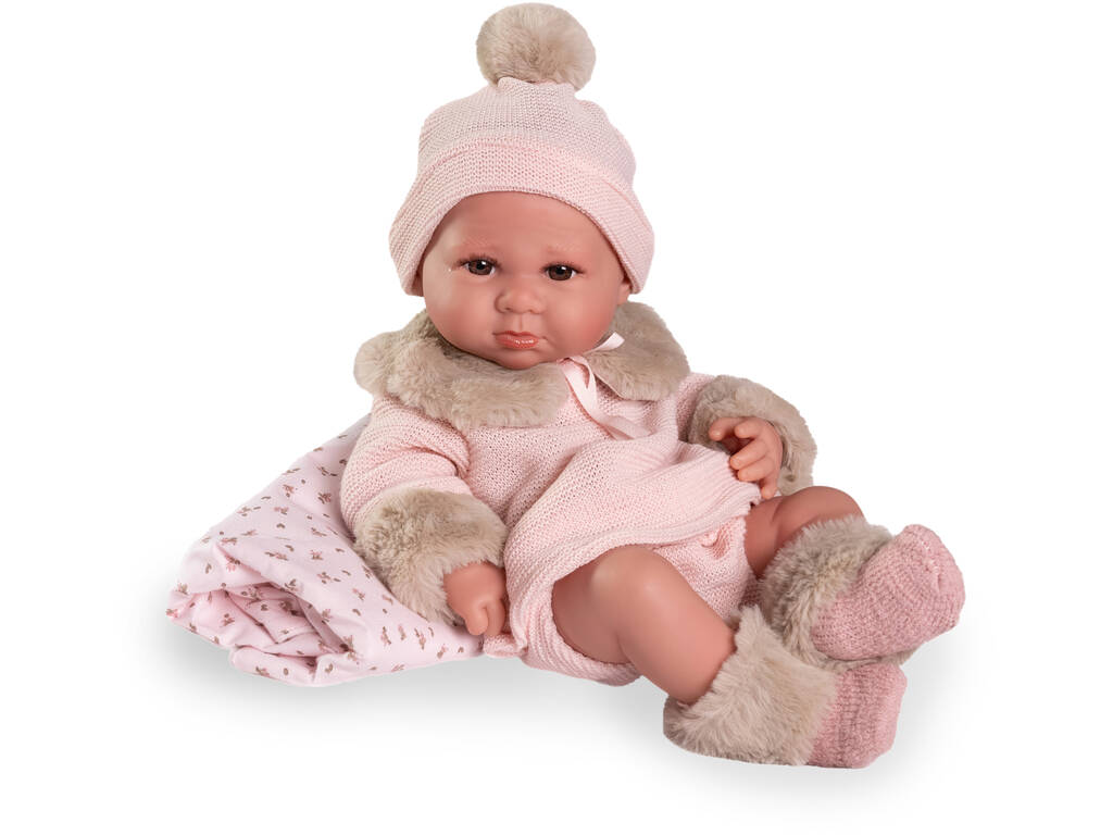 Bambola Bebè Neonato Luca 42 cm con copertina a fiori