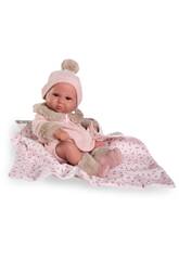 Bambola Bebè Neonato Luca 42 cm con copertina a fiori