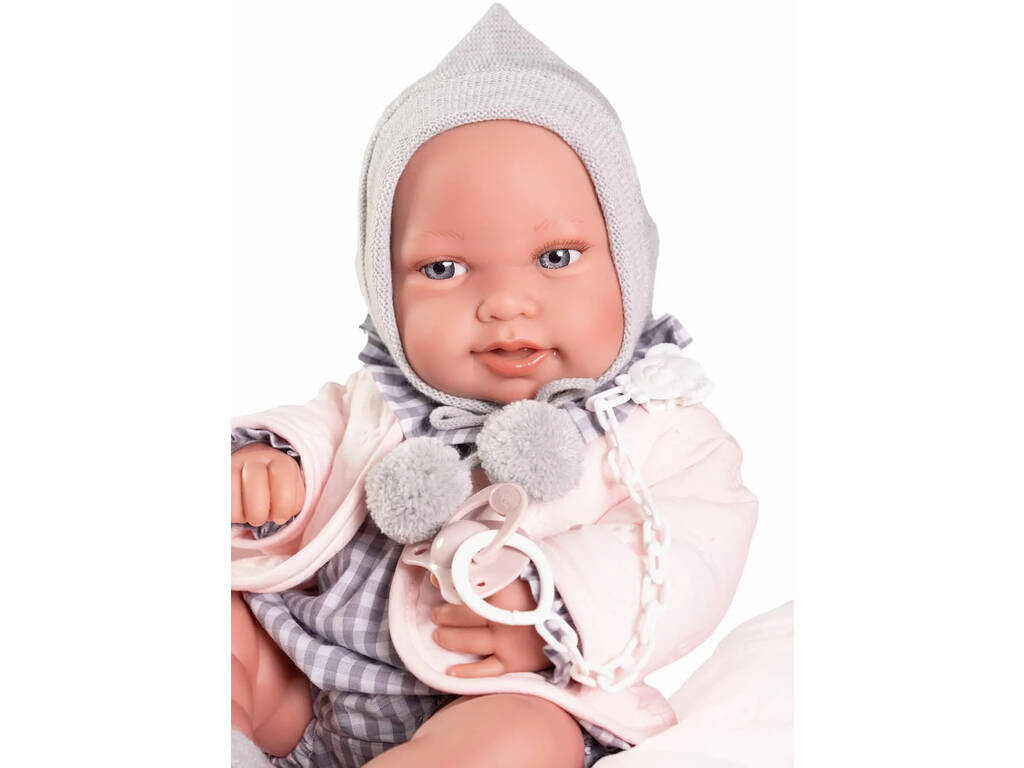 Bambola Bebè Neonato Pipa Di 42 cm Con Coperta Imbottita