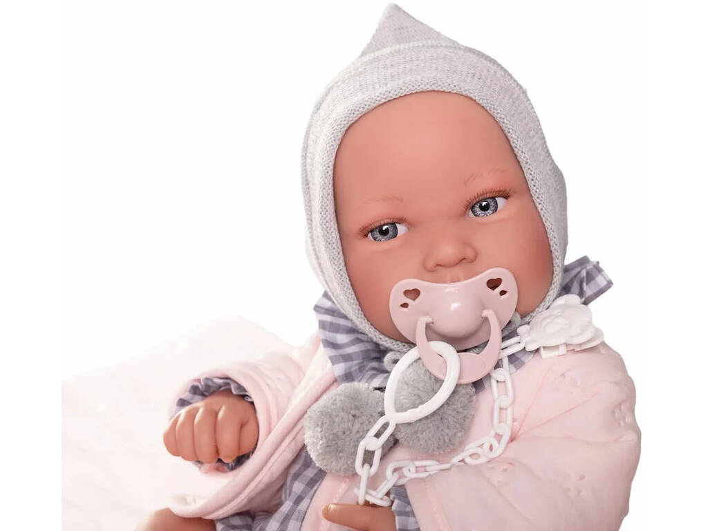 Bambola Bebè Neonato Pipa Di 42 cm Con Coperta Imbottita