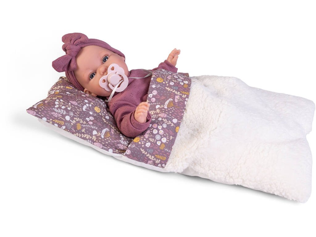 Boneca Bebé Toneta Balbuceio de 34 Cm Com Cama