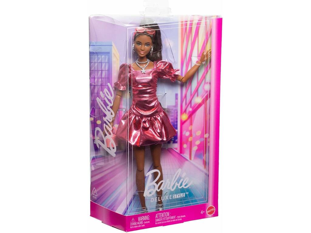 Barbie Deluxe Style Bambola con abito rosa con volant a bolle
