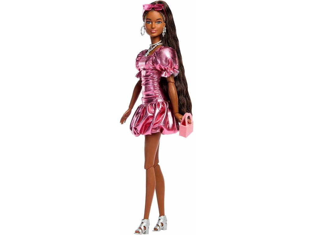 Barbie Deluxe Style Bambola con abito rosa con volant a bolle