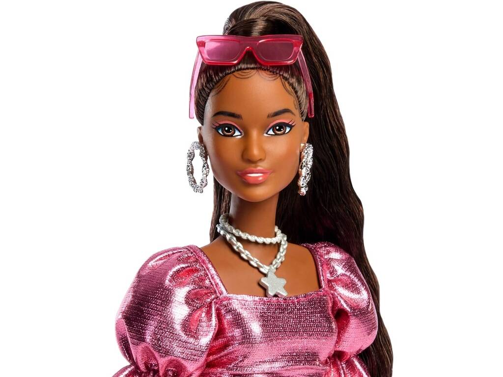 Barbie Deluxe Style Bambola con abito rosa con volant a bolle