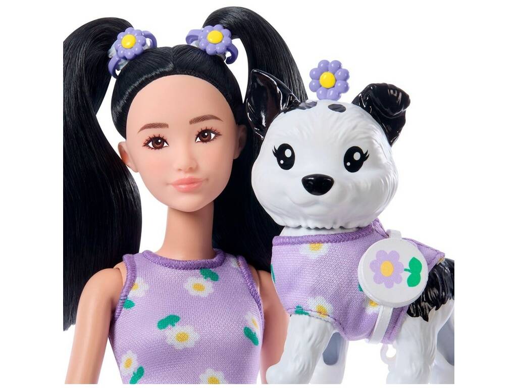 Barbie Twinning Looks Bambola Look Viola con Cagnolino