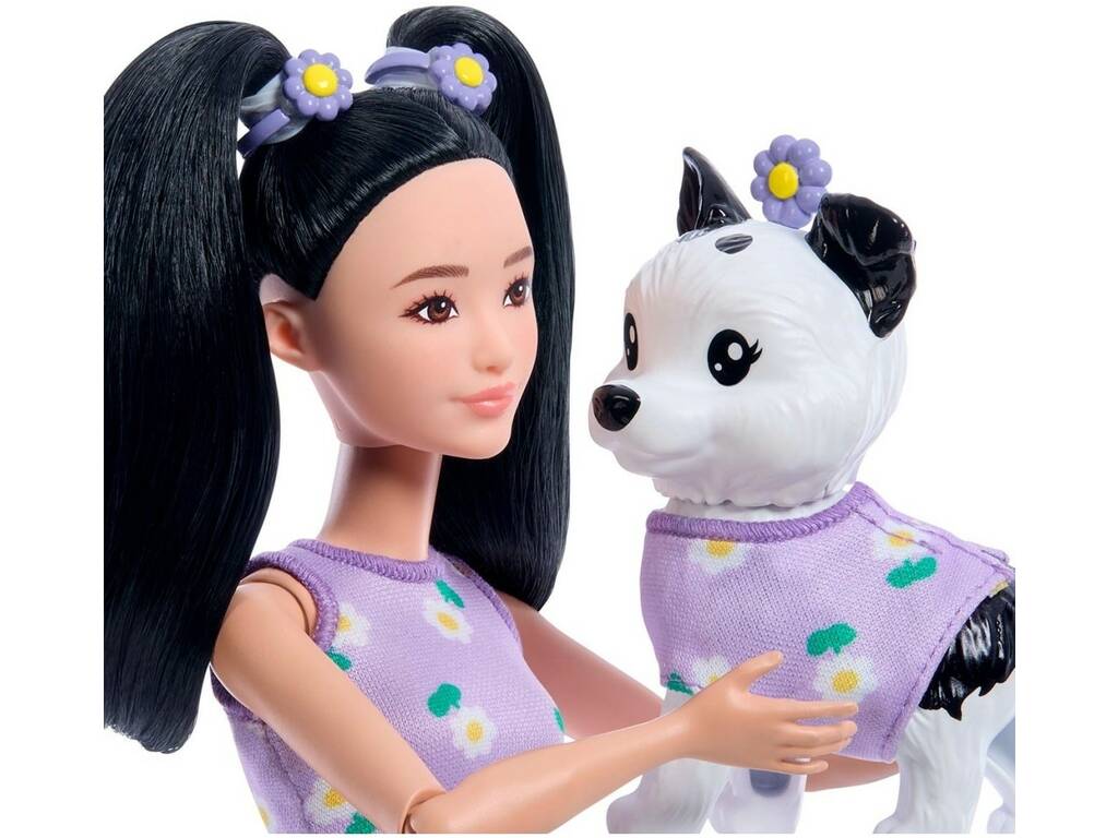 Barbie Twinning Looks Bambola Look Viola con Cagnolino