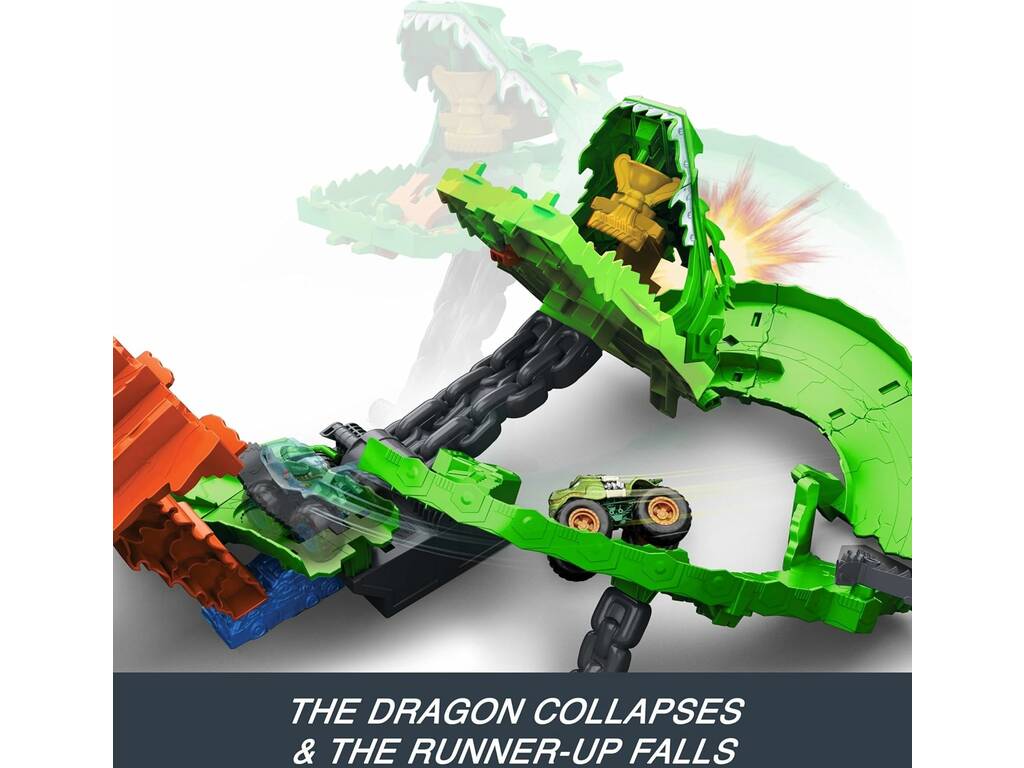 Hot Wheels Monster Trucks Sharks VS Dinos Pista Dragon Demolition
