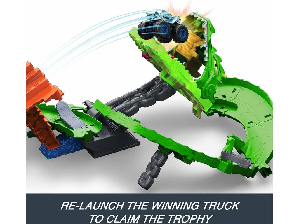Hot Wheels Monster Trucks Sharks VS Dinos Pista Dragon Demolition