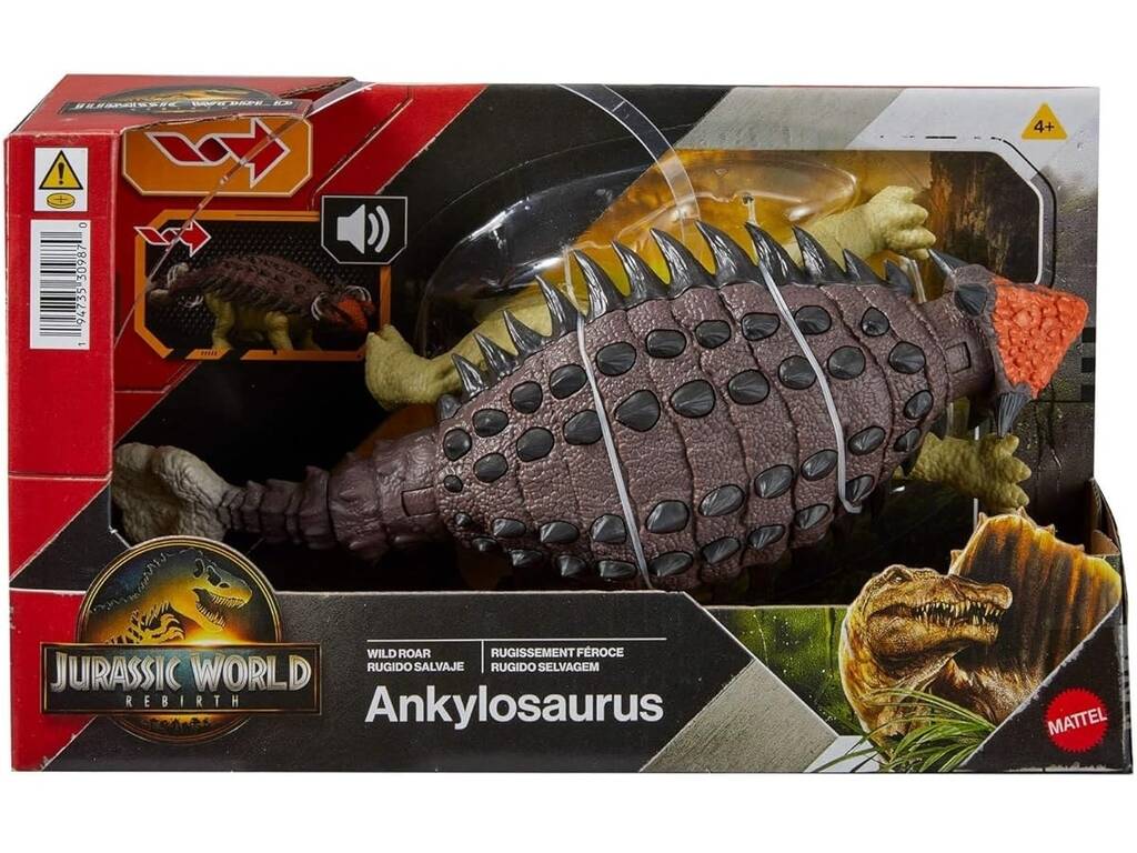 Jurassic World Rebirth Figura Ankylosaurus Rugido Selvaggio
