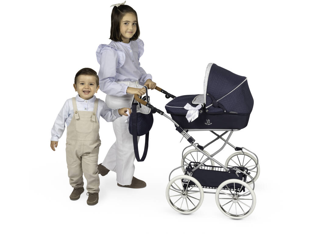 Passeggino per bambole vintage pieghevole con borsa