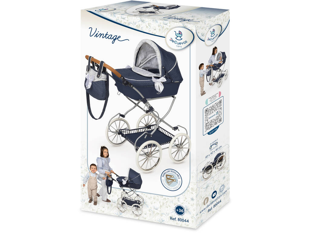 Passeggino per bambole vintage pieghevole con borsa