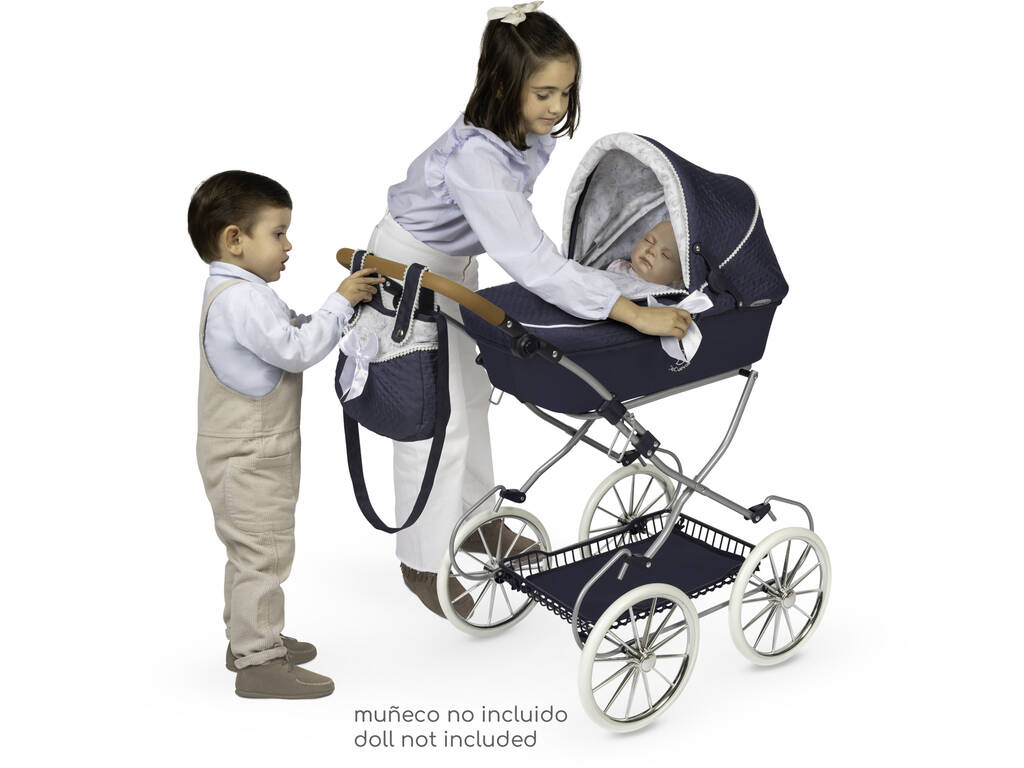 Passeggino per bambole vintage pieghevole con borsa