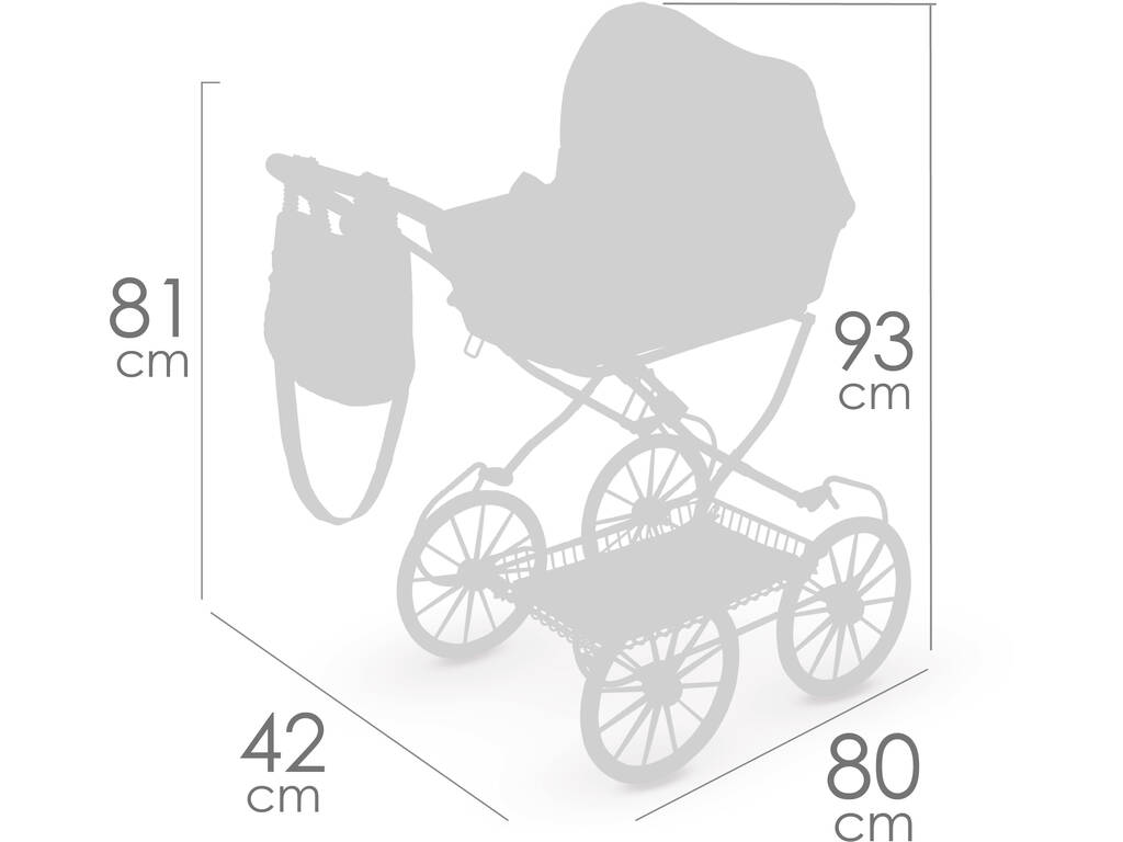 Passeggino per bambole vintage pieghevole con borsa