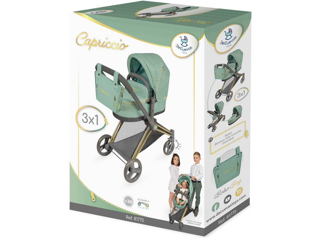 Carro de Muñécas 3x1 Plegable Capriccio con Bolso