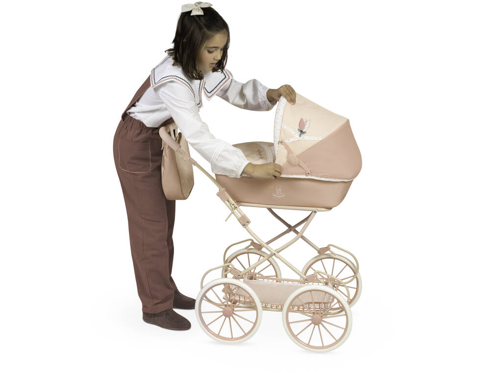 Passeggino per bambole Tulipe pieghevole con ombrellino e borsa