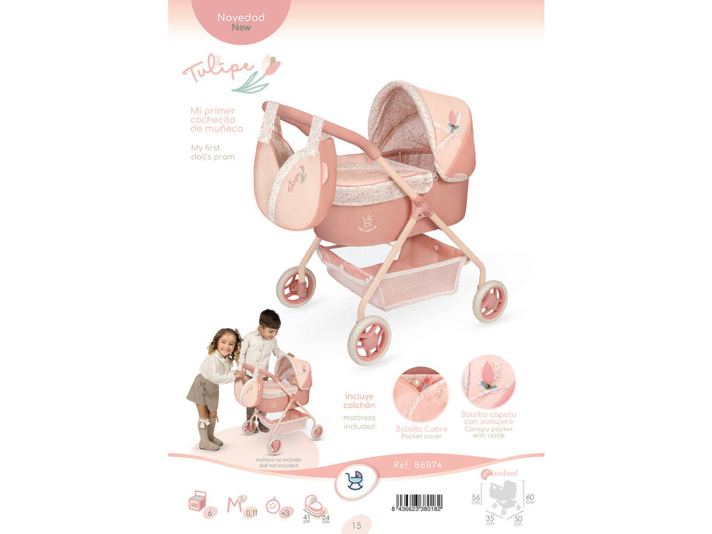 Passeggino per bambole Tulipe Il Mio Primo Passeggino con borsa