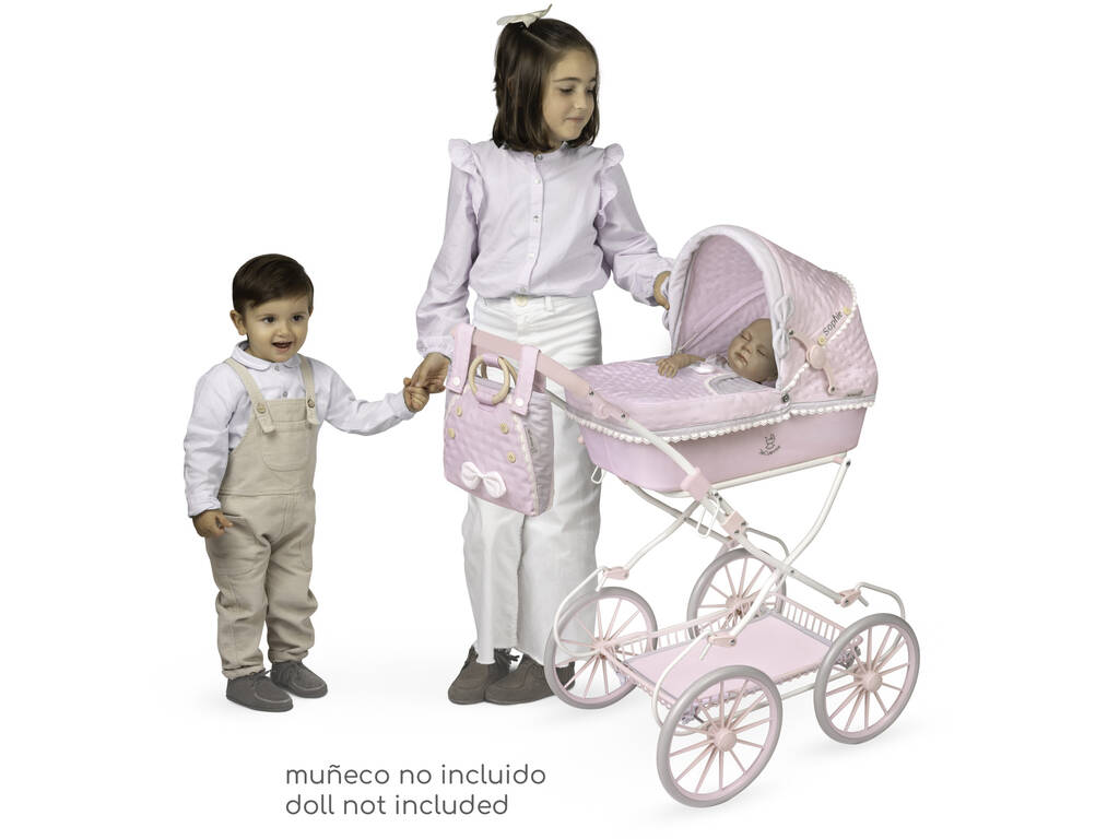 Carrinho de Bonecas Clássico Sophie Dobrável com Bolsa