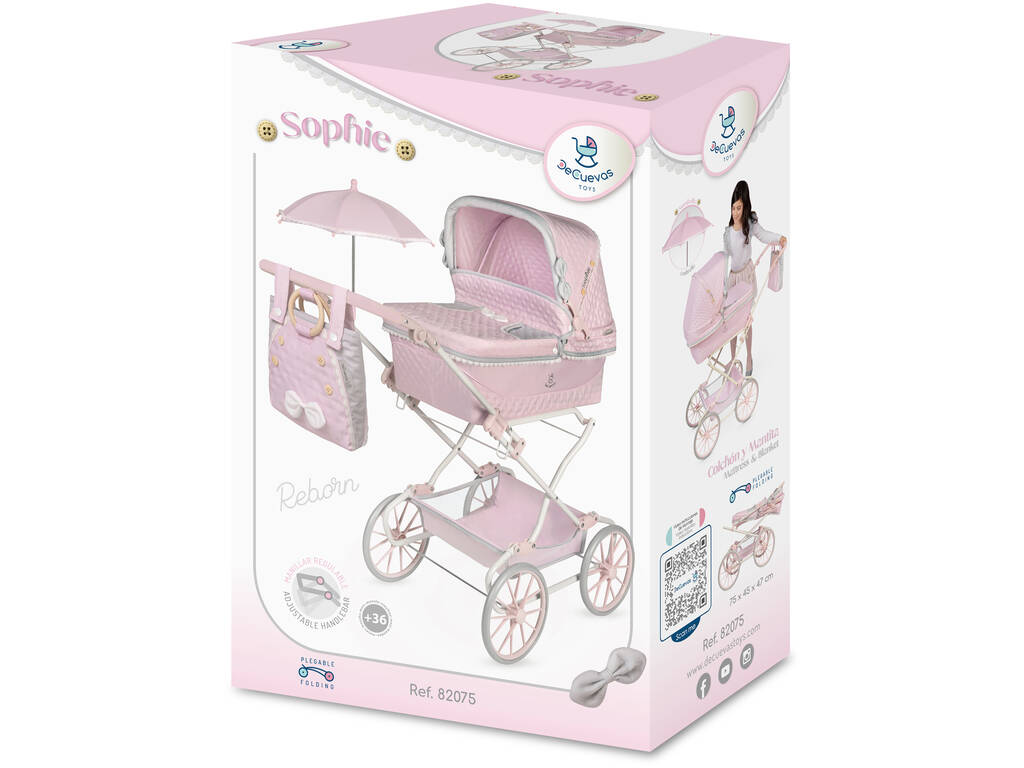 Passeggino per bambole Reborn Sophie pieghevole con ombrellino