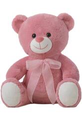 Peluche Orso Rosa da 50 cm con fiocco