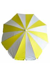 Ombrellone da spiaggia in nylon orientabile da 200 cm con 8 stecche e 16 pannelli con protezione UV +50