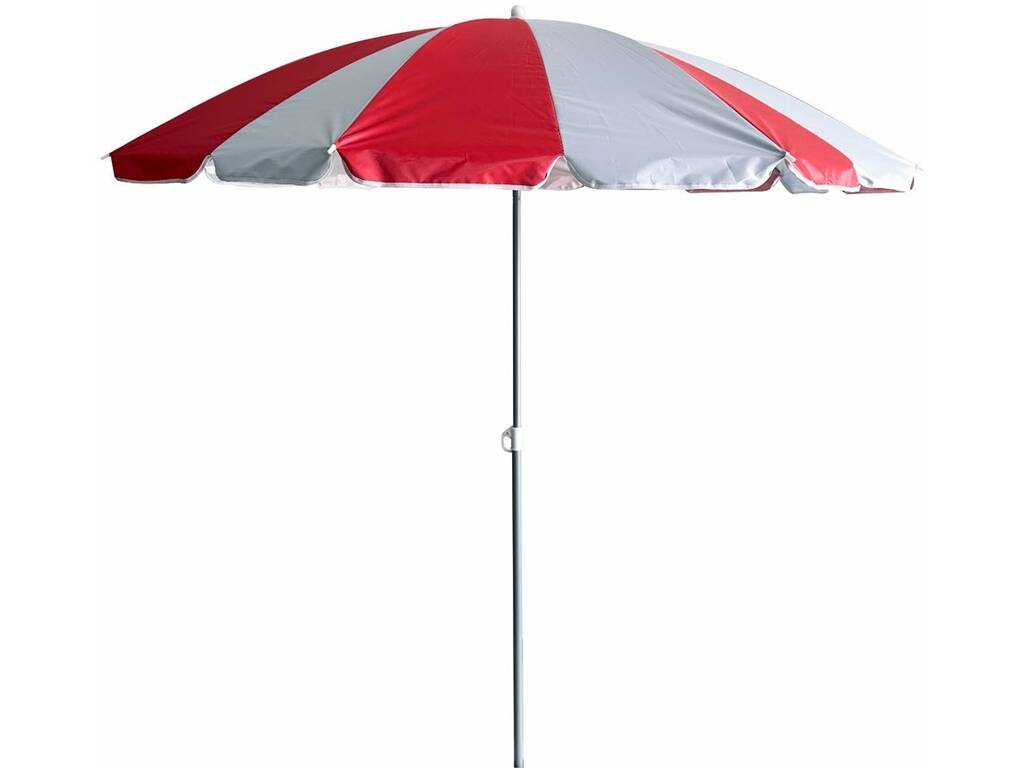 Ombrellone da spiaggia in nylon orientabile da 220 cm con 8 stecche e 16 pannelli con protezione UV +50