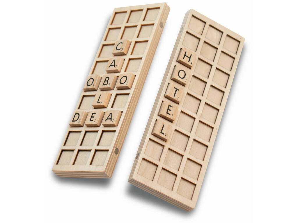 Forma parole in legno in scatola di metallo