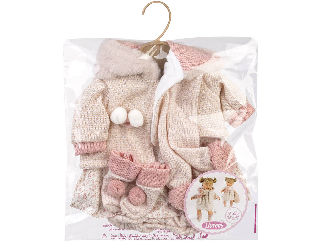 Set bambola 42 cm Sciarpa, giacca con cappuccio e fermagli per capelli