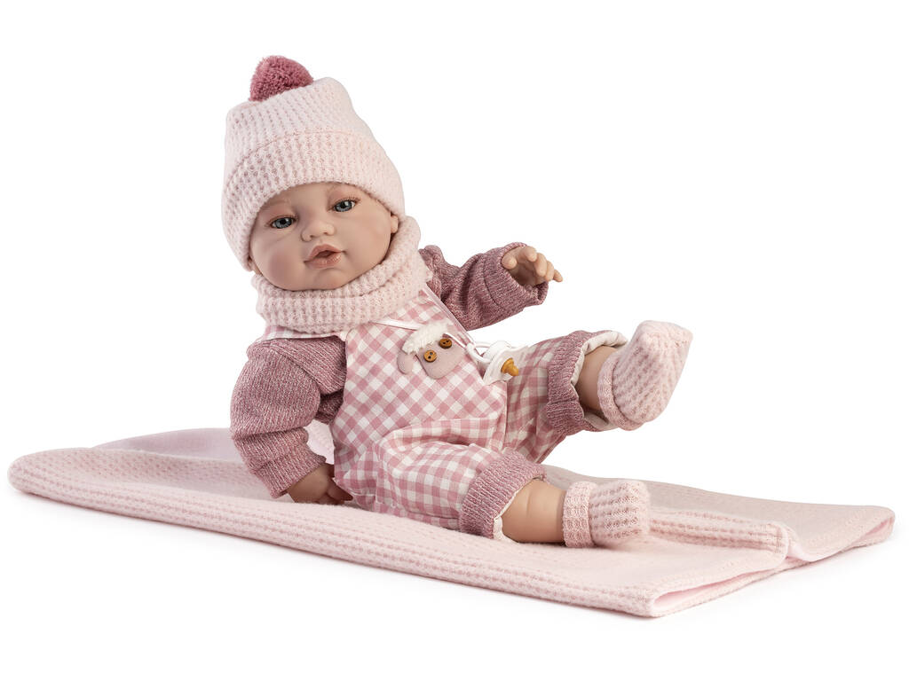 Muñeca Bebé Recién Nacida de 42 cm con Mono a Cuadros
