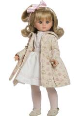 Bambola Fany con cappotto lungo beige e fiocco da 40 cm