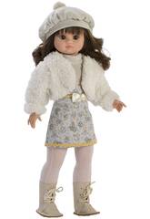 Boneca Fany Vestido e Casaco de Pelo de 40 cm