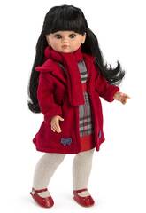 Fany-Puppe mit rotem Mantel und Schal, 40 cm